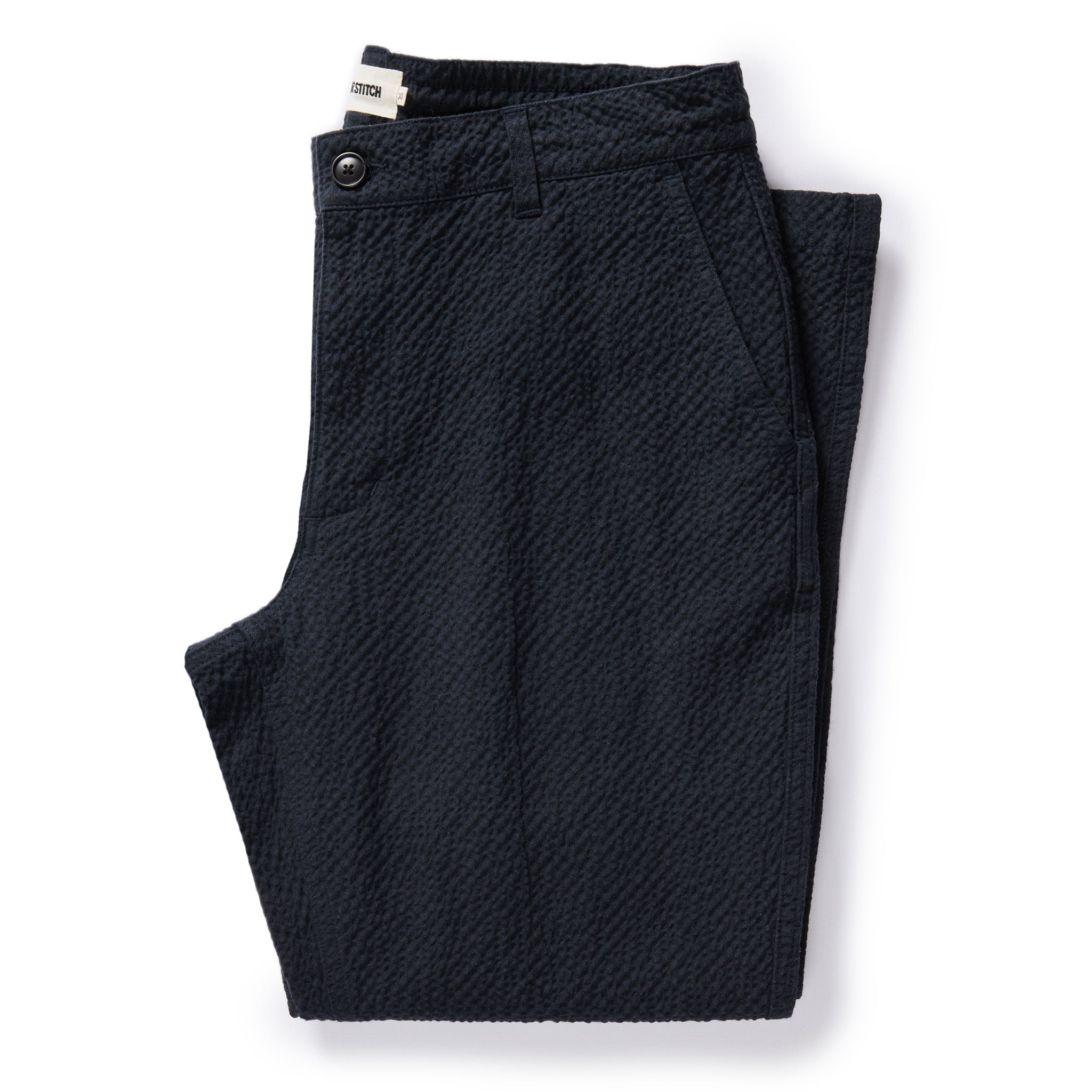 The Easy Pant in Heather Navy Seersucker | Taylor Stitch
