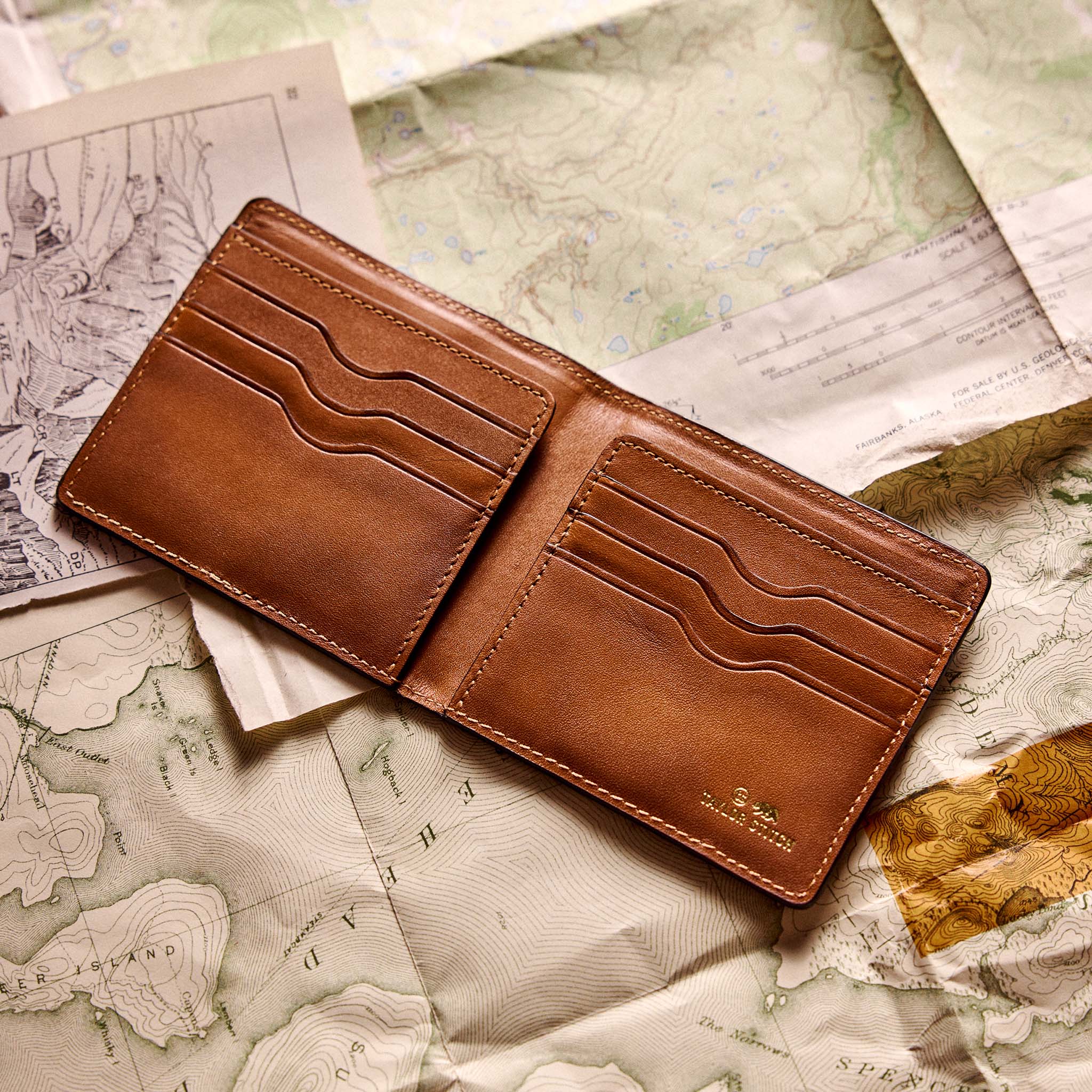 Heavy leather bifold wallet, double stitching Best seller!