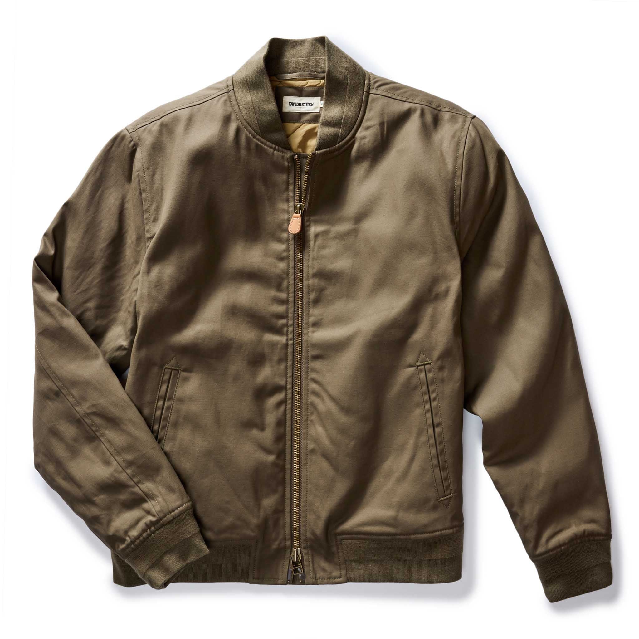 The Insulated Bomber Jacket in Fatigue Olive Dry Wax Men s Waxed Jackets Taylor Stitch