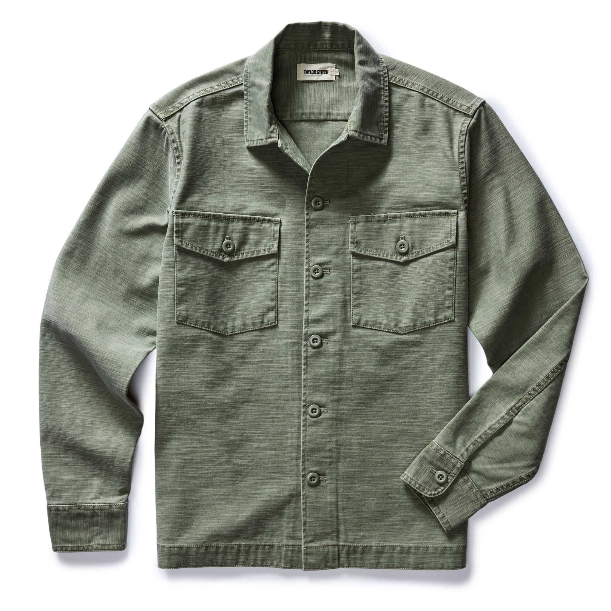 The Surplus Shirt in Field Olive Reverse Sateen