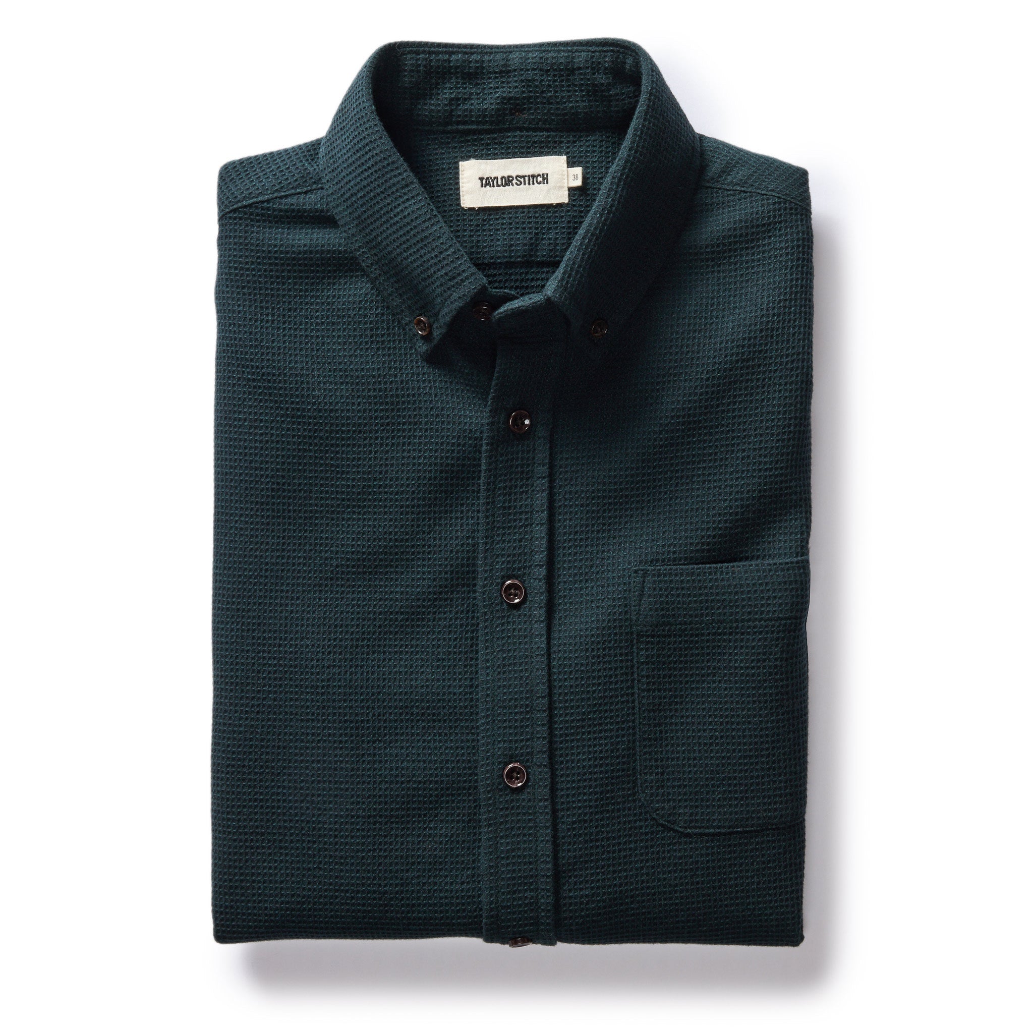 The Jack Mens Button Down Shirt in Forest Waffle | Men's Long