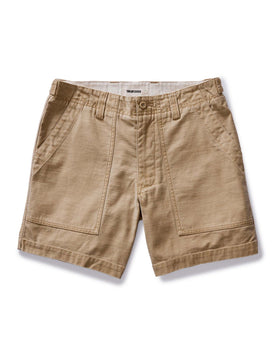 The Surplus Short in Khaki Reverse Sateen, Bottoms by Taylor Stitch