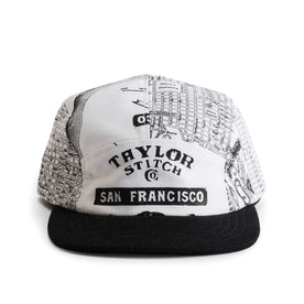 editorial image of the front of The Taylor Stitch x Hypeadelic Cap v.34