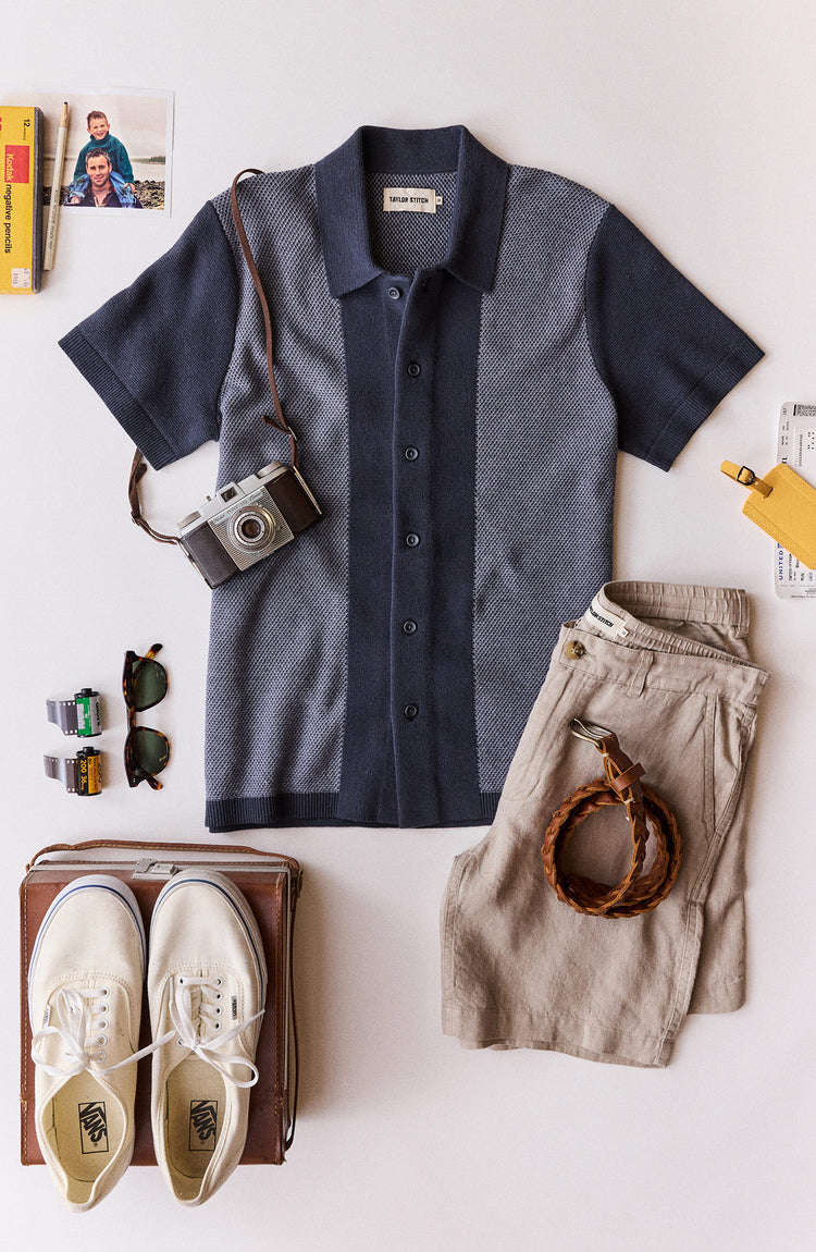 editorial flatlay featuring a Fathers Day outfit