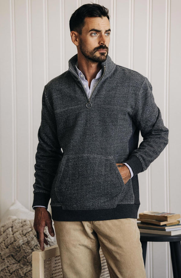 The Briggs Pullover in Coal French Terry Twill Knit, Men's Tees & Sweaters