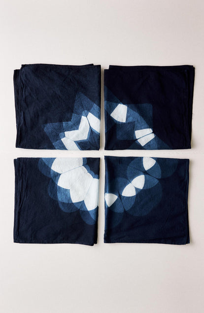 editorial of four different The Hand Dyed Bandana in Indigo Petal