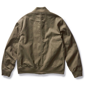 flatlay of the back of The Bomber Jacket in Fatigue Olive Dry Wax, Outerwear by Taylor Stitch