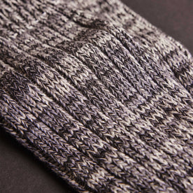 material shot of the knit details on The Camp Sock in Marled Blue, Accessories by Taylor Stitch