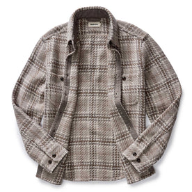 flatlay of the inside of The Cutter Overshirt in Grey Plaid, Wovens by Taylor Stitch