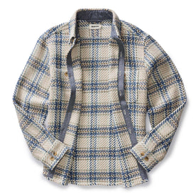 flatlay of the inside of The Cutter Overshirt in Sandbar Plaid, Wovens by Taylor Stitch