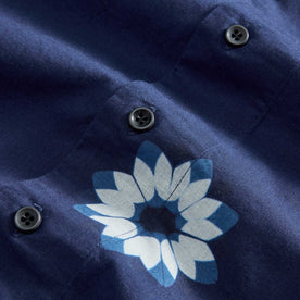 material shot of the buttons on The Davis Shirt in Dark Navy Geo, Wovens by Taylor Stitch