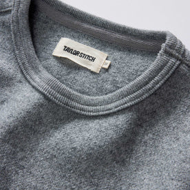 material shot of the collar on The Evans Crew in Dark Ash Birdseye Wool, Knits by Taylor Stitch