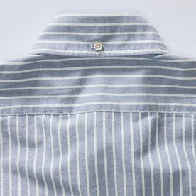 material shot of the back of the collar on The Jack in Blue Sky Stripe Oxford, Wovens by Taylor Stitch