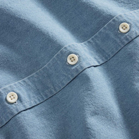 material shot of the buttons on The Jack in Washed Indigo Oxford, Wovens by Taylor Stitch