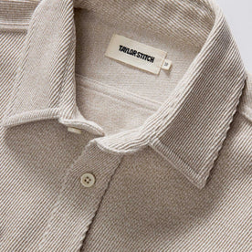 material shot of the collar on The Ledge Shirt in Flax Twill, Wovens by Taylor Stitch