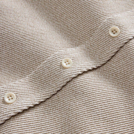 material shot of the buttons on The Ledge Shirt in Flax Twill, Wovens by Taylor Stitch