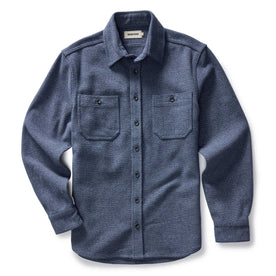 flatlay of The Utility Shirt in Indigo Ash Wool Canvas, Wovens by Taylor Stitch