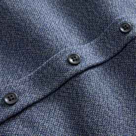 material shot of the buttons on The Utility Shirt in Indigo Ash Wool Canvas, Wovens by Taylor Stitch