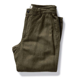 folded flatlay of The Carmel Pant in Heather Olive Cotton Linen, Bottoms by Taylor Stitch