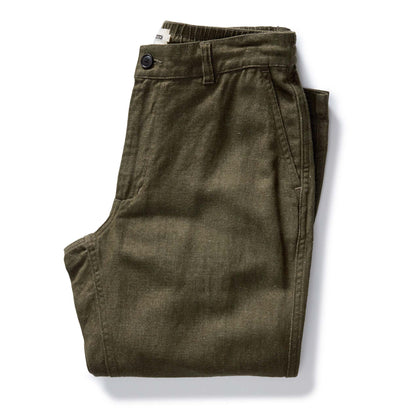 The Carmel Pant in Heather Olive Cotton Linen