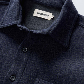 material shot of the collar on The Coastline Knit Shirt in Dark Navy, Knits by Taylor Stitch