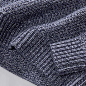 material shot of the sleeves on The Fisherman Sweater in Blue Melange, Knits by Taylor Stitch