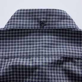 material shot of the back button on The Jack in Marine Check, Wovens by Taylor Stitch