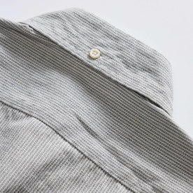 material shot of the back button on The Jack in Parchment Stripe, Wovens by Taylor Stitch