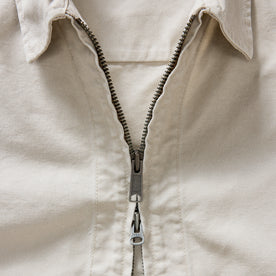 material shot of the collar on The Shifter Jacket in Stone Pigment Canvas, Outerwear by Taylor Stitch