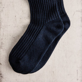 editorial image of The Waffle Sock in Dark Navy, Accessories by Taylor Stitch