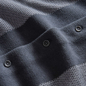 material shot of the buttons on The Button Down Polo in Marine Seed Stitch, Knits by Taylor Stitch