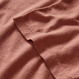 material shot of the sleeve on The Cotton Hemp Tee in Fired Clay, Knits by Taylor Stitch