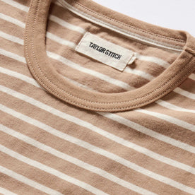 material shot of the collar on The Organic Cotton Long Sleeve Tee in Churro Stripe