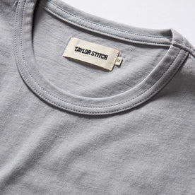 material shot of the collar on The Organic Cotton Tee in Overcast
