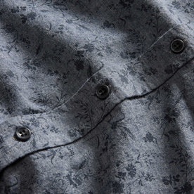 material shot of the buttons on The Short Sleeve California in Blue Chambray Botanical