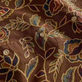material shot of the buttons on The Short Sleeve Davis Shirt in Burnt Toffee Print