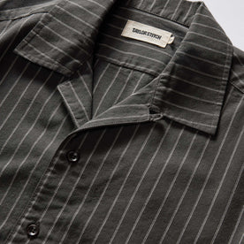 material shot of the collar on The Short Sleeve Davis Shirt in Kelp Stripe