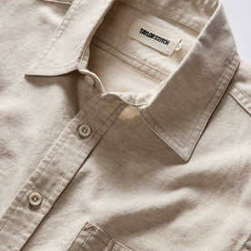 material shot of the collar on The Utility Shirt in Natural Nep, Wovens by Taylor Stitch