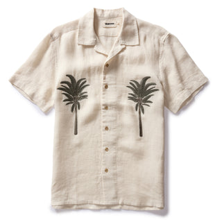 The Short Sleeve Davis Shirt in Natural Palm Embroidery