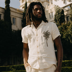 The Short Sleeve Davis Shirt in Natural Palm Embroidery - featured image