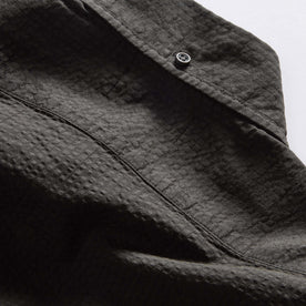 material shot of the back collar on The Short Sleeve Jack in Faded Black Seersucker, Wovens by Taylor Stitch