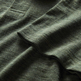 material shot of the sleeve on The Merino Polo in Heather Army, Knits by Taylor Stitch