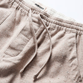 material shot of the waistband on The Breakwater Pant in Oat Donegal, Bottoms by Taylor Stitch