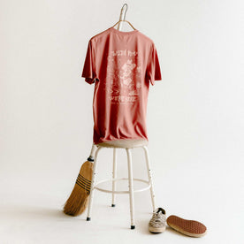 editorial image of The Cotton Hemp Tee in Wish You Were Here on a stool, Knits by Taylor Stitch