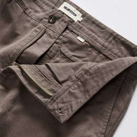 material shot of the zipper on The Democratic Foundation Pant in Organic Espresso, Bottoms by Taylor Stitch