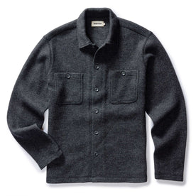 flatlay of The Evans Overshirt in Charcoal Birdseye Wool, Wovens by Taylor Stitch