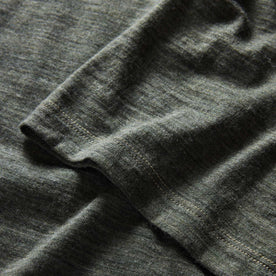 material shot of the sleeve on The Merino Tee in Heather Army, Knits by Taylor Stitch