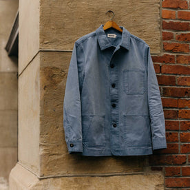 editorial image of The Ojai Jacket in French Blue Herringbone hanging, Outerwear by Taylor Stitch