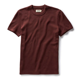 flatlay of The Organic Cotton Short Sleeve Crew in Burgundy Waffle, Knits by Taylor Stitch