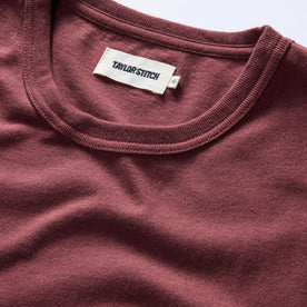 material shot of the collar on The Organic Cotton Tee in Dried Cherry, Knits by Taylor Stitch